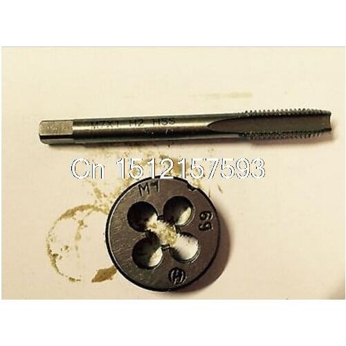 1pc HSS Machine M7 X 1mm Plug Tap and 1pc M7 X 1mm Die Threading Tool