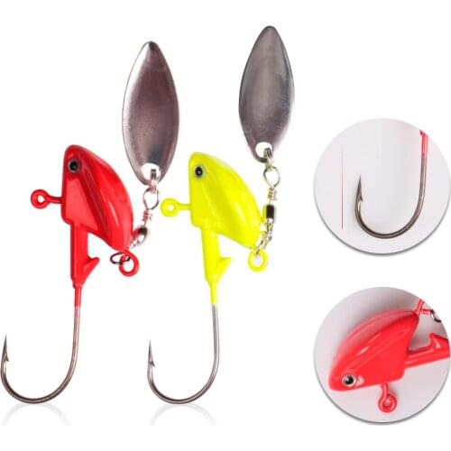 1pcs Spin Swimbait Hooks With Spoon Sequins Fish Type Lead Head Jigs 13.6g/15g Spinner Jigheads Fishing Tackle Accessories