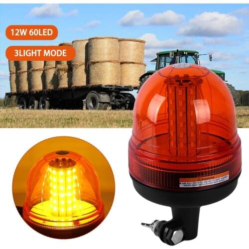 12V/24V 3 Mode 60 LED Waterproof Car Rotating Flashing Beacon Light Flexible Strobe Warning Lamps Tractor Truck ATV Boat Trailer