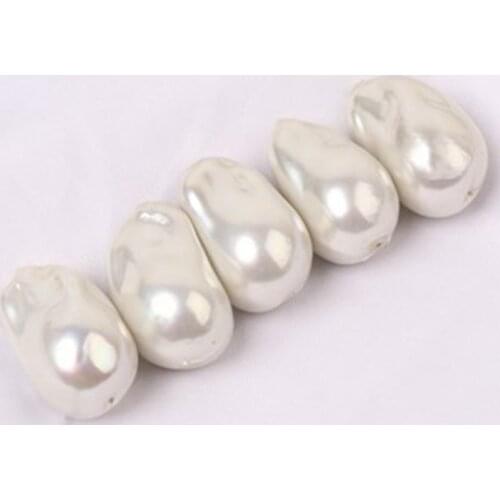 15x25MM 10Pcs Water Drop Baroque Irregular White Imitation Shell Pearl Charms Ear Pendants Beads Diy Jewelry Making Findings