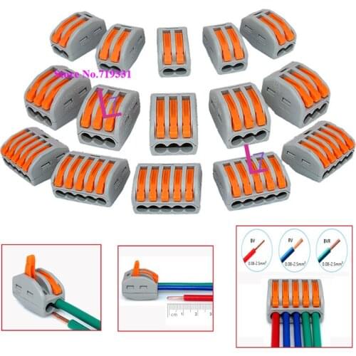 2/ 3/ 5 Way - Reusable Spring Lever Terminal Block Electric Cable Connector Wire