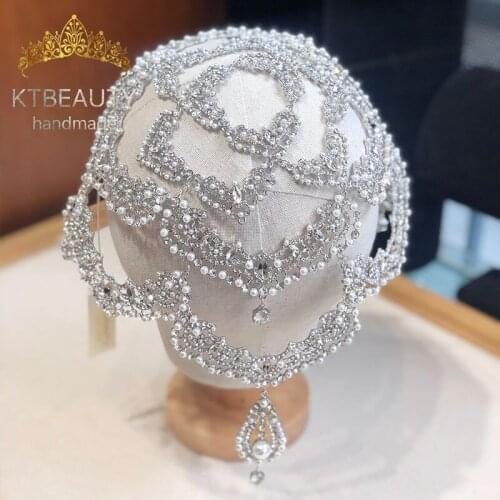 2 News Rhinestone Big Size Silvery All Around Cover Head Crystal Pearls Tiara Bridal Wedding Dressing Crown Accessory Jewelry