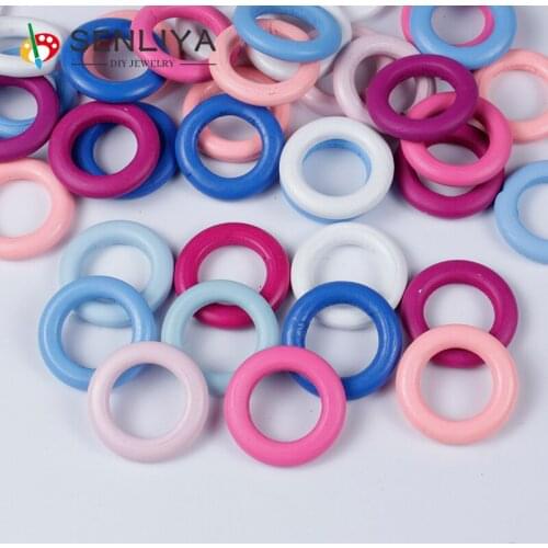 20mm 35mm Fine Quality Natural Wood Teething Beads Wooden Ring Children Kids 20-100Pcs Wooden Jewelry Making DIY Acccesories