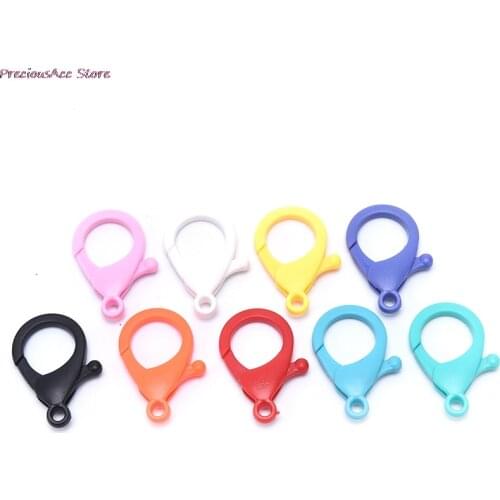 20Pcs 35mm Colorful Plastic Lobster Clasps Key Chain Key Ring Lamp Shape Buckle Snap Hook For DIY Jewelry Making Findings