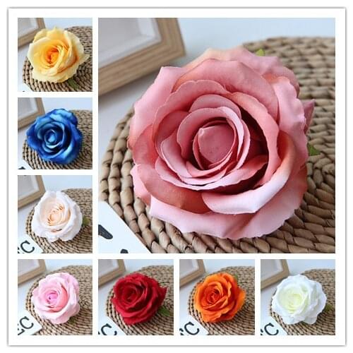 20PCS 10CM 9color Silk Rose Flower Head Artificial Flower Wedding Decoration DIY Flower Decorative Flower Bouquet