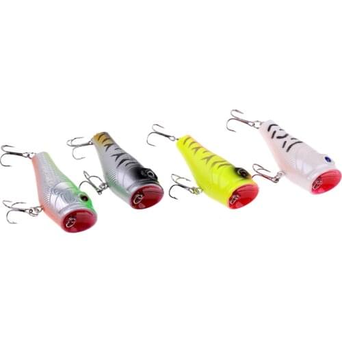 4pcs 5 cm 7.4g Popper Floating Hard Plastic Fishing Lure Bait Hook