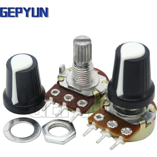 5 Sets WH148 1K 10K 20K 50K 100K 500K Ohm 15mm 3 Pin Linear Taper Rotary Potentiometer Resistor for Arduino with AG2 White cap