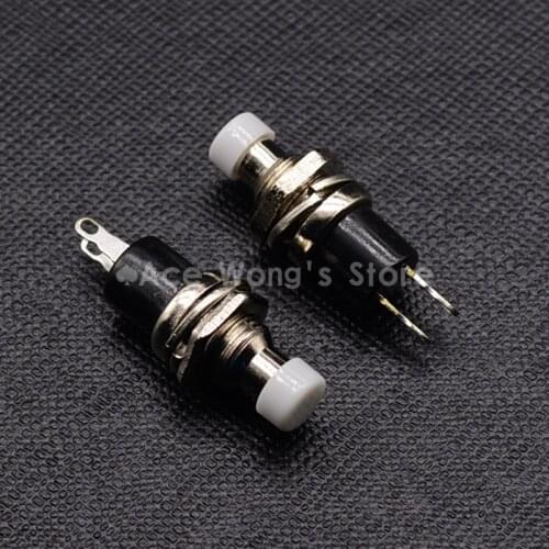 5PCS/lot 7mm Thread White 2 Pins Momentary Push Button Switch PBS-110