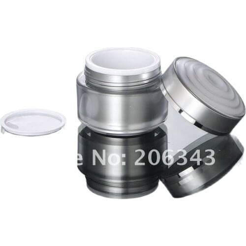 50G silver acrylic cream jar with flower shape lid