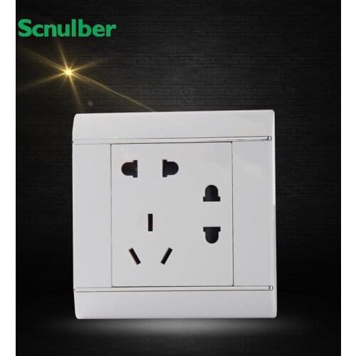 86 type white 7 poles double 2pin US and one 3pin AU wall switch outlet