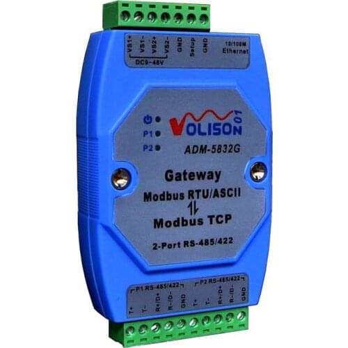 ADM-5832G Professional MODBUS Gateway Industrial Level 2 port rs485/422 Modbus RTU to Modbus TCP