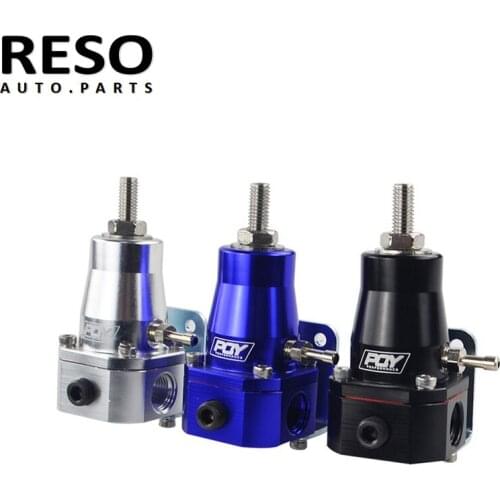 RESO- Universal 30-70 PSI Black Aluminum Car Fuel Pressure Regulator Gauge 3 AN6 Fitting 3 Washers Kit