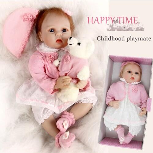 Bebes 55 Cm 22 Inch Reborn Baby Doll Vinyl Silicone Anatomy Correctly Cute Big Eyes Girl Toy Start School Gift Daily Playmate