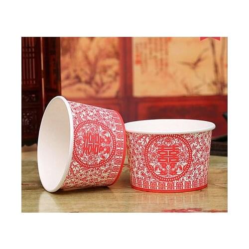 Free shipping 40pcs/lot thicking wedding disposable paper bowl Double happiness paper-cut paper bowl