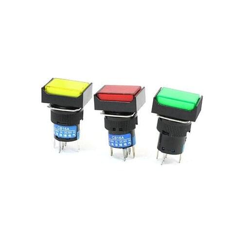 NO NC Light Indicator Momentary Rectangle Push Button Switch DC 24V