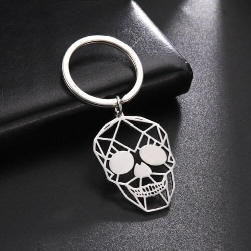 COOLTIME Punk Skull Keychain for Men Women Stainless Steel Hollow Skeleton Gothic Keyring Friends Gifts Jewelry Wholesale 2021