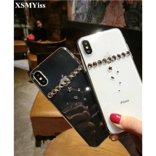 XSMYiss Fashion Bling Rhinestone Diamond Transparent Phone Cover For Samsung Galaxy J3 J5 2016 J4 J6 J7 J8 2018 2017 2015 Cover
