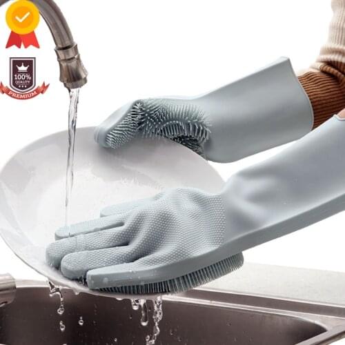 Dishwashing Cleaning Gloves Magic Silicone Rubber Dishwashing Gloves Kitchen accessories Clean Utensils for kitchen gadgets