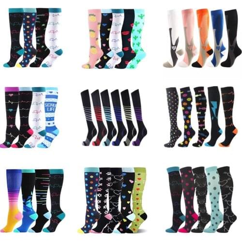 Dropship Compression Socks 1/2/3/6/7/8 Pairs Men Women Socks Fit For Varicose Veins Edema Outdoor Running Hiking Knee Stockings