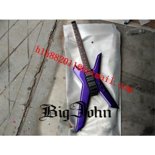 Purple Headless Electric Guitar,Mahogany Body&Normal Frets Rosewood Fingerboard BJ-464