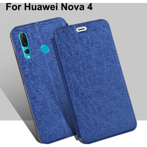 For Huawei Nova 4 Case Flip Stand Leather Cover For Huawei Nova4 Phone Cases VCE-AL00 Silicone Protective Case Nova 4 coque 6.4"