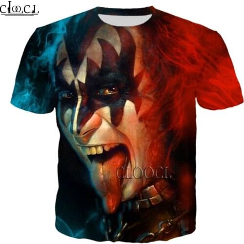 HX Retro Design Mens Women T-Shirt 3D Printed Metal Rock KISS Band Short Sleeve Casual Tops Tees Male T Shirt Drop Shipping