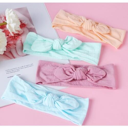 Newborn Headband Cotton Solid Bow For Girl Rabbit Ear Hairbands Turban Bowknot Headband Kids Accessoires Baby Turbans Headwrap