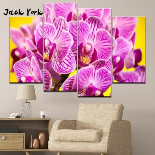 Canvas Painting orchid flower zen decor 4 Pieces Wall Art Painting Modular Wallpapers Poster Print Home Decor free shipping