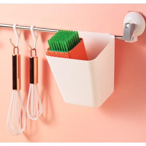 1pc White Back Hanging Plastic Storage Basket Storage Basket Small Hanging Bucket Portable Hanging Basket Kitchen Hanging Basket