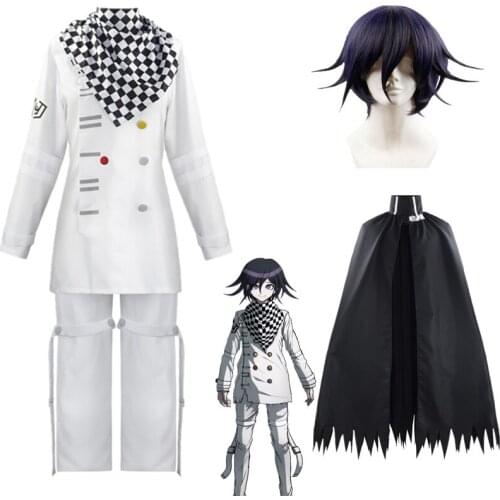 Danganronpa V3 Kokichi Oma Cosplay Costume President Zentai Full Set Uniforms Scarf Cloak