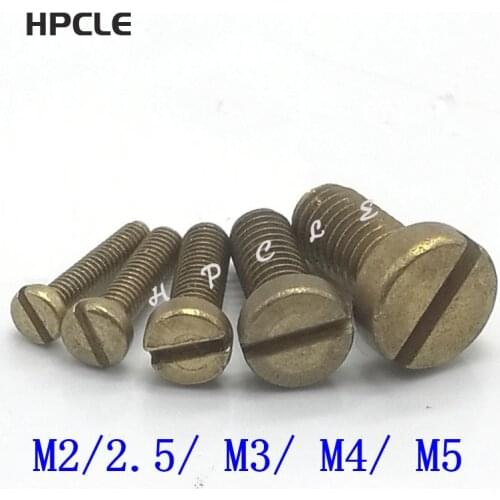 10-50PCS M2 M2.5 M3 M4 M5 DIN84 Brass Slotted Cheese Head Screw Brass Screw Brass Bolt