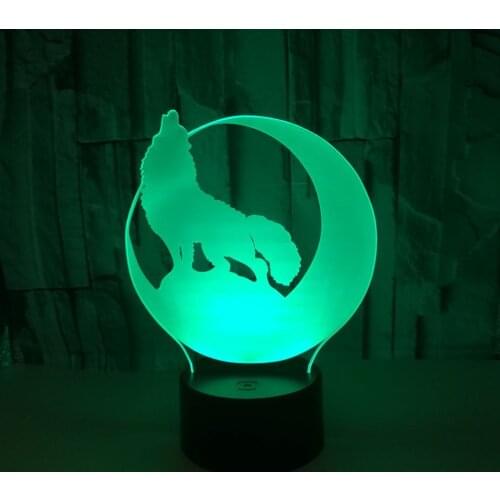 Wolf 3d Small Night Table Lamps For Living Room Colorful Touch Led Visual Gift Atmosphere Led Stereo Table Moderne Desk Lamp