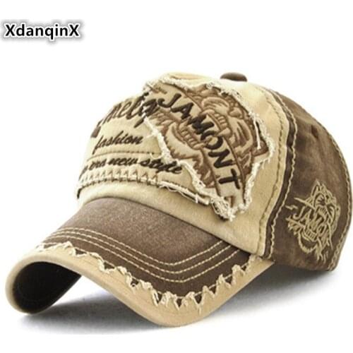 XdanqinX Washable Cotton Baseball Caps For Men Women Adjustable Size Mens Hip Hop Hats Womens Ponytail Embroidery Sports Cap