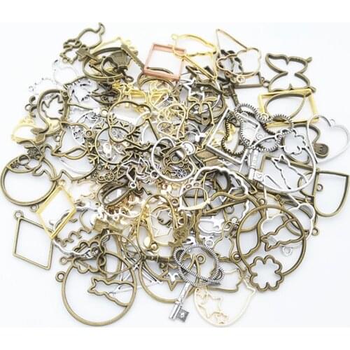50g 100g DIY Mixed Charms Pendants Frame UV Epoxy Resin Mold Metal Geometric Frame Accessories for Jewelry Making Components