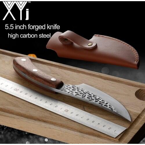 XYj Full Tang 5.5 inch Boning Camping Serbian Knife Set Handmade Forged Sliced Chef Kitchen Butcher Knife Leather Sheath Cover
