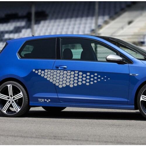 2pcs Car Sticker Door Side Skirt For Volkswagen VW Golf 4 5 6 7 Polo Passat B5 B6 Vinyl Film Decal Automobiles Car Accessories