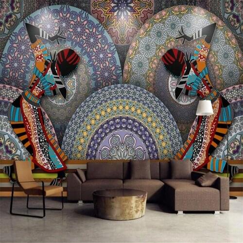 Milofi custom 3D wallpaper mural ethnic style pattern hand painted living room background wall decoration painting wallpaper