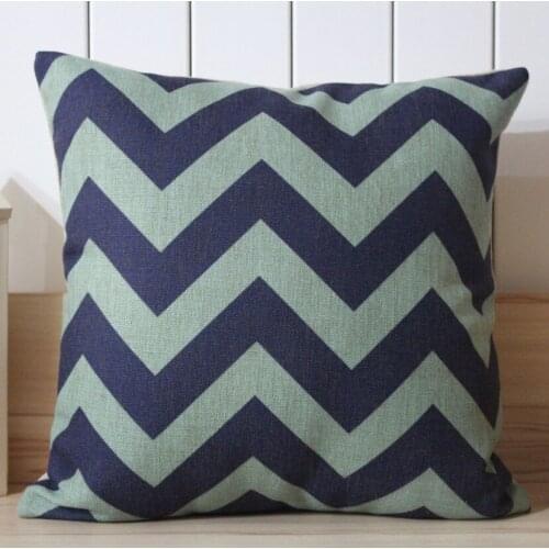 LINKWELL 45*45cm Dark Blue Light Blue Geometry Geometric Zig Zag Chevron Style Burlap Pillow Cover Pillowcase
