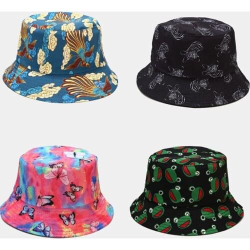 2021 New Summer Cartoons Animals Bucket Hat For Women Men Outdoor Foldable Bob Fisherman Hat Girls Boys Gorros Panama Sun Hat