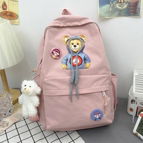 Casual Womens Backpack for Girls 2021 New Nylon School Bag Korean Bookbag Cute Female Rucksack Pink Backpack Large Capacity Bag
