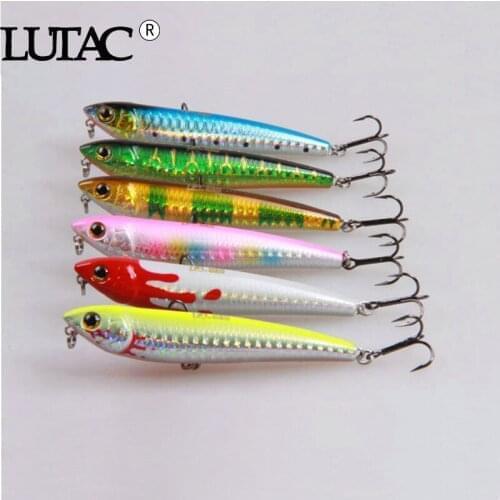 6pcs 85mm 9g mix color LUTAC fishing lures pencil stick baits carp fishing sea fishing top water artificial baits wobblers
