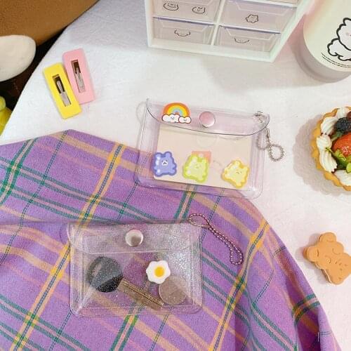 Chic Women PVC Mini Loose Change Hasp Waterproof Bags Creative Simple Transparent Card Bag Wallet Portable Glitter Coin Purse