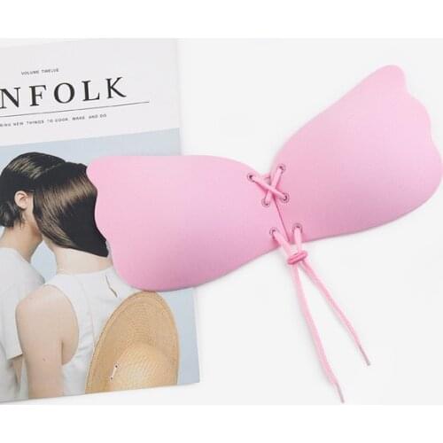 Blue&Pink Bandage Strapless Invisible Push Up Bras For Women Sexy Self Adhesive Wireless Bralette Party Stick Bras