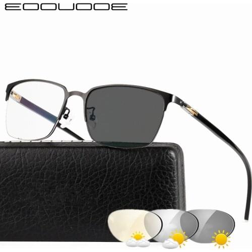 Titanium Alloy Sunglasses Transition Photochromic Reading Glasses for Men Hyperopia Presbyopia with diopters Presbyopia Glasses