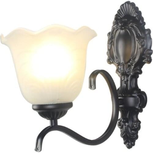 Modern Wall Lamp American Retro Country Loft Style Black Metal Glass Lampshade Wall Lighting Fixture for Home