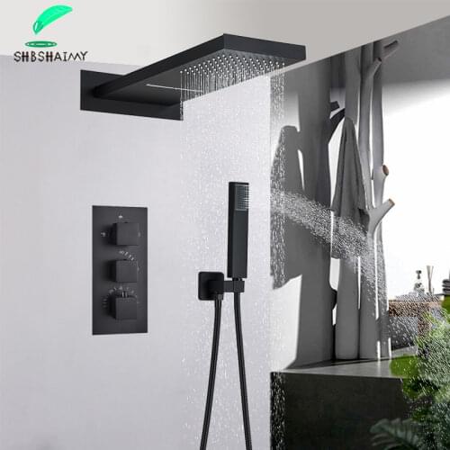SHBSHAIMY Luxury waterfall sprinkler bathtub faucet set deck mounting hole bathtub faucet brushed nickel faucet
