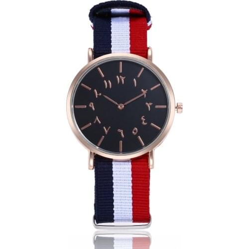 Unique Ladies stripe nylon strap Quartz Watch Fashion casual Women Watch Originality Arabic Numbers Watch Relogio Feminino