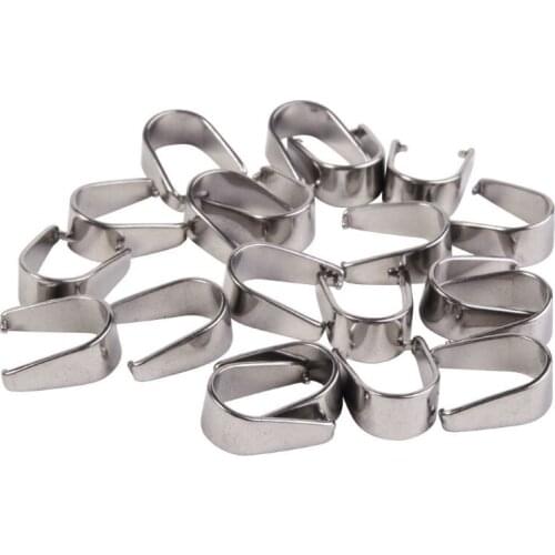 Silver Tone Stainless Steel Pinch Clips Bail Connectors Findings 4X9MM/5X10MM/6X13MM 100PCS/ LOT