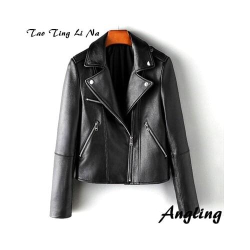 Top brand Spring 2020 Women Genuine Real Sheep Leather Jacket J1 high quality