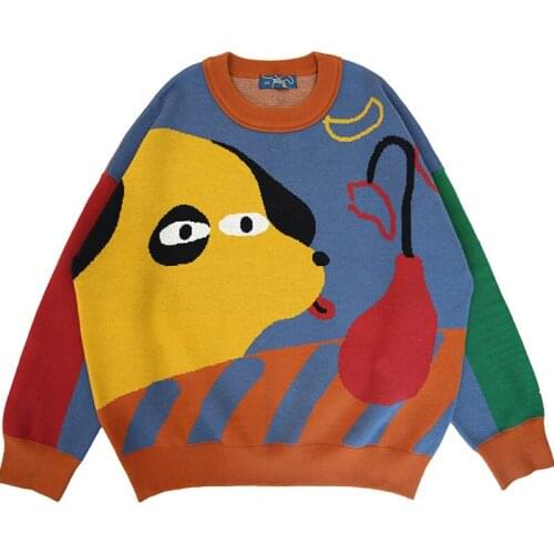 High Quality Winter Warm Thick Loose Sweater Womens Autumn New Harajuku Cartoon Print O-neck Pullover Long Sleeve Top